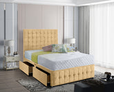 Cloudrest Divan Bed 54 inch Headboard Diamante Buttons 2 Drawers Cubed Design Plush