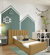 Mario Kids Bed Gaslift Ottoman Plush Velvet with Safety Siderails