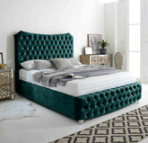 Valentino Marble Fabric Diamante Buttons Bed Frame