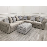 Beynold Corner 2c2 Sofa and Footstool Plush Pebble