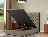 Winchester Ottoman Bed Floor Standing Headboard Matching Buttons Malham Weave