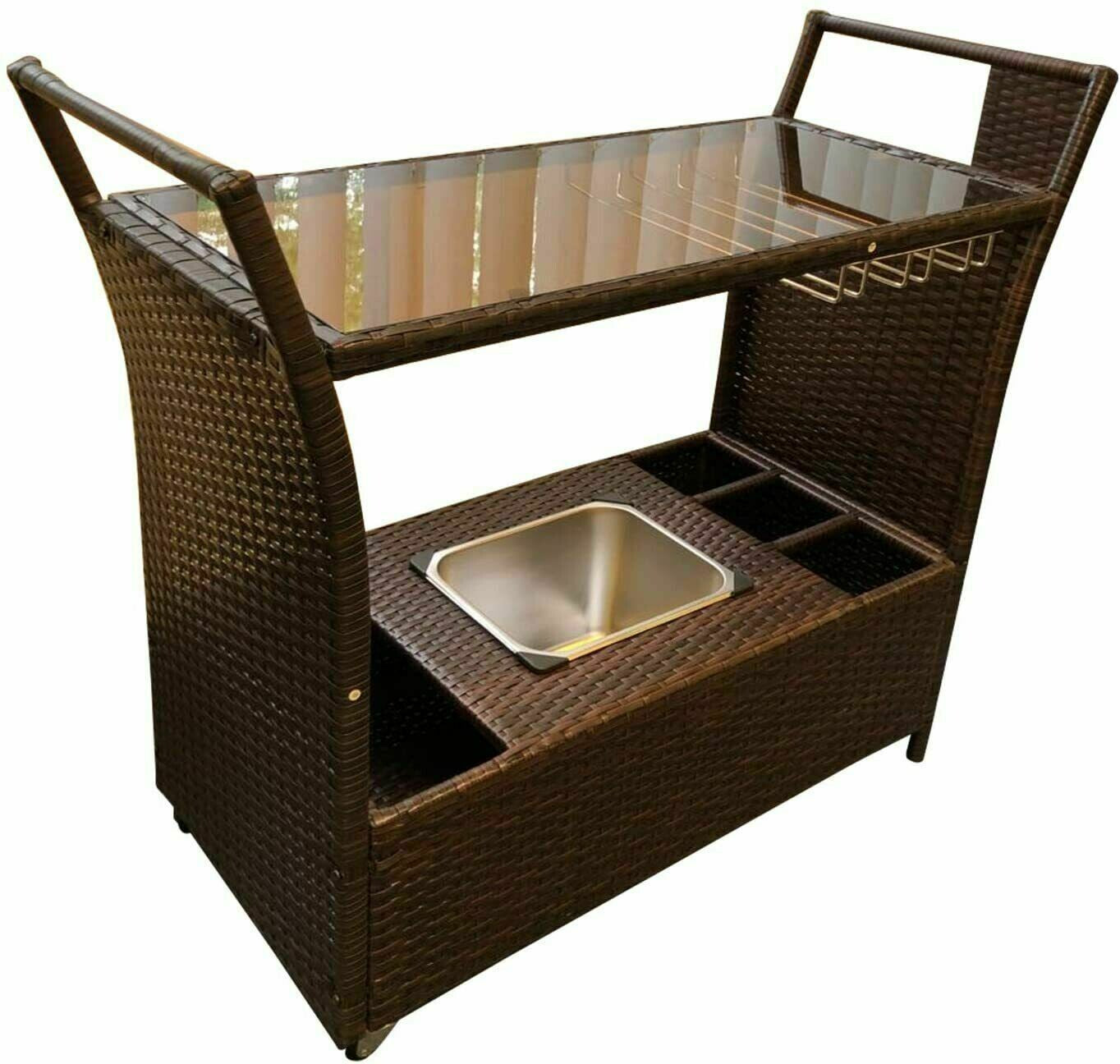 Rattan Trolley Bar Brown