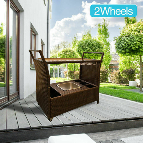 Rattan Trolley Bar Brown