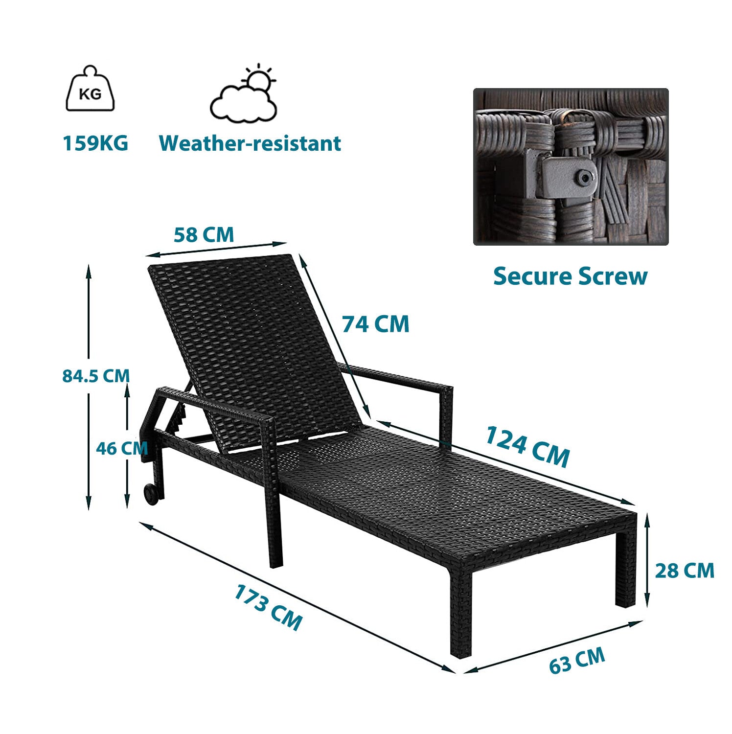 Savon Rattan Sun Lounger Set Recliner Bed Grey