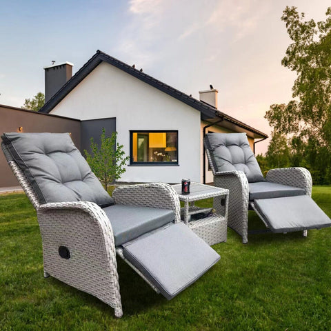 Brexton Rattan Recliner with Ice Bucket Grey