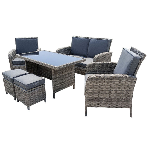 Rattan Garden Patio 6 Seater Dining Table Set