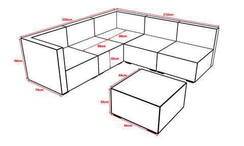 Longria 5 Seater Set with 1 Open Corner