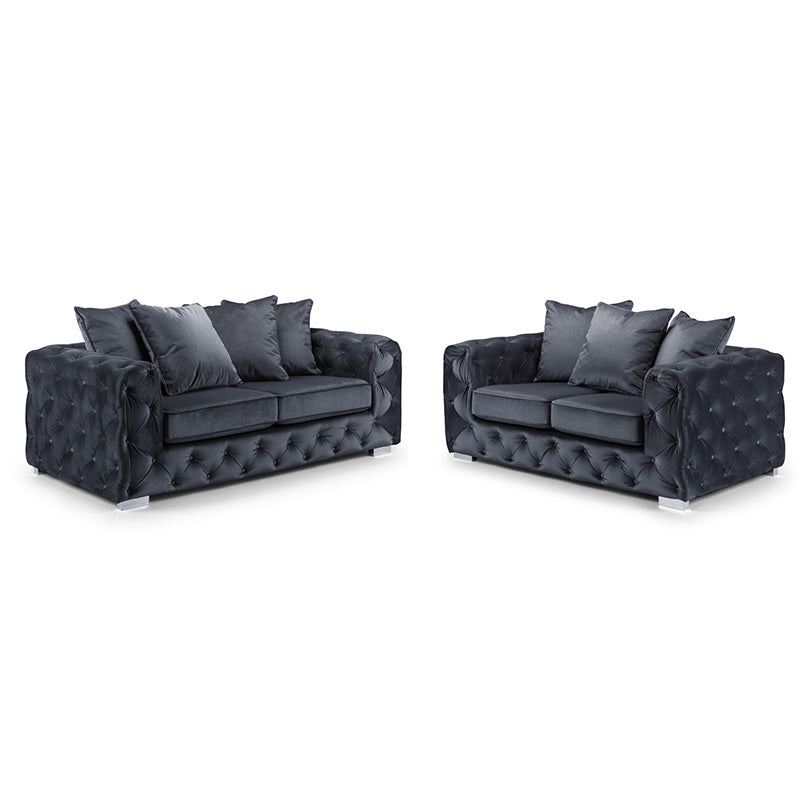 Anasty 3+2 Seater Black Plush Sofa