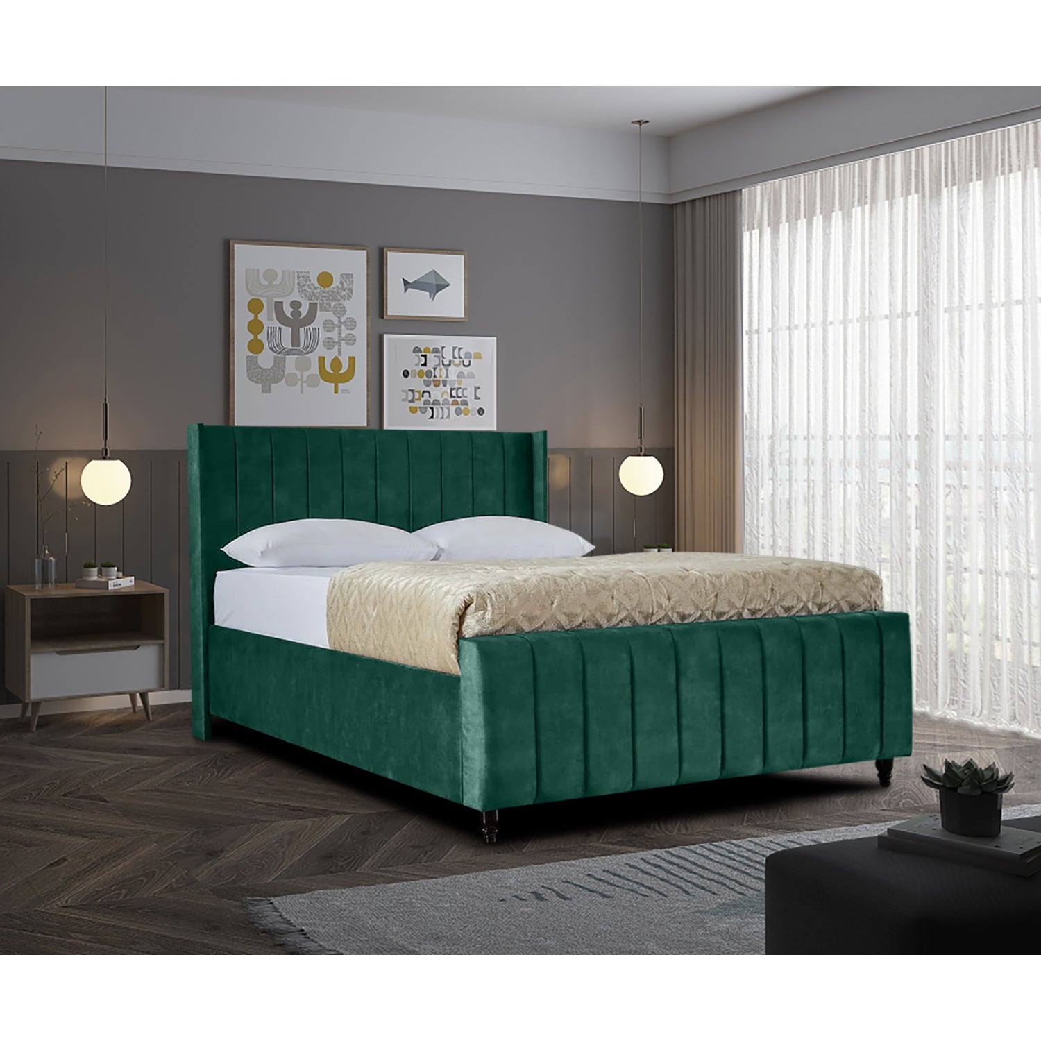 Ariola Plush Velvet Luxury Bed Frame