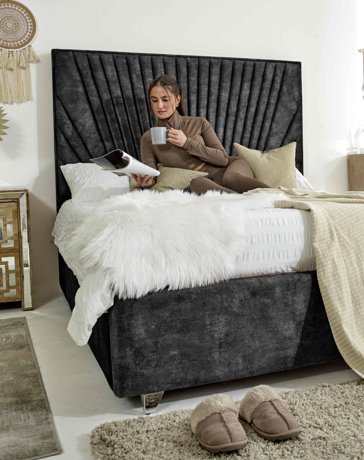 Dawn Marble Fabric Bed Frame