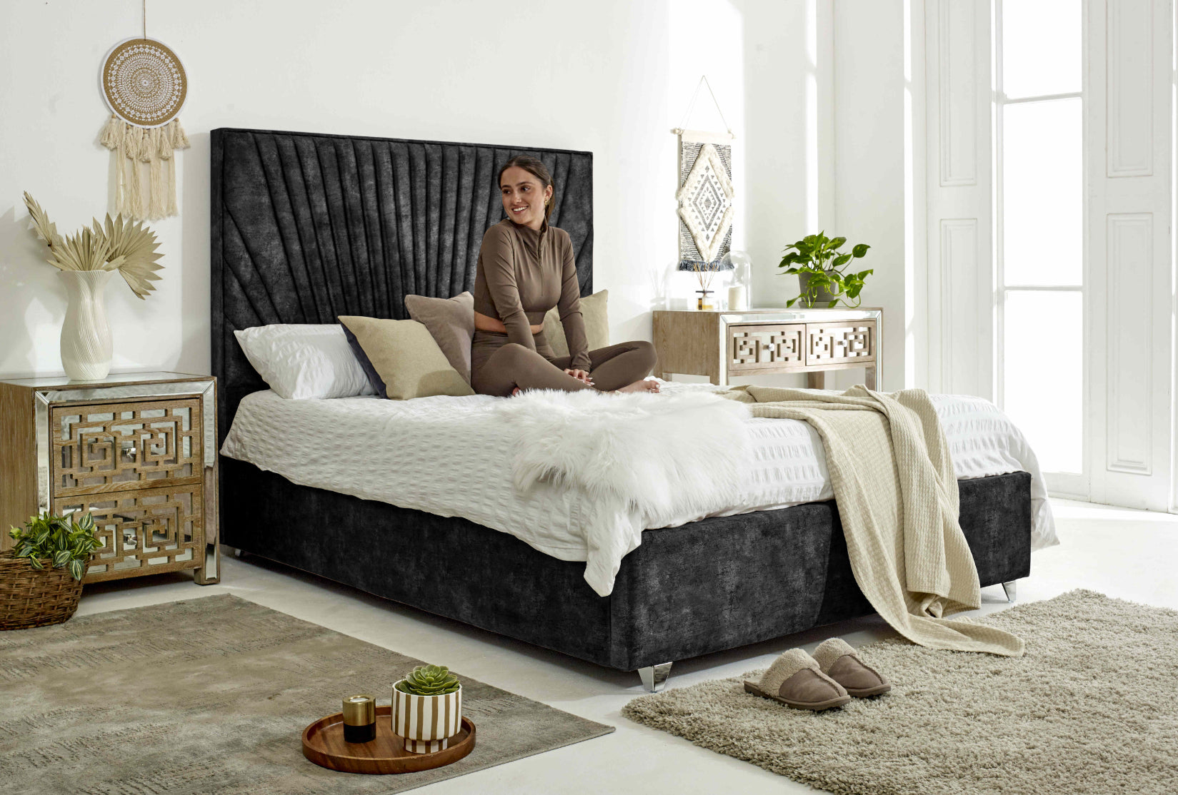 Dawn Marble Fabric Bed Frame