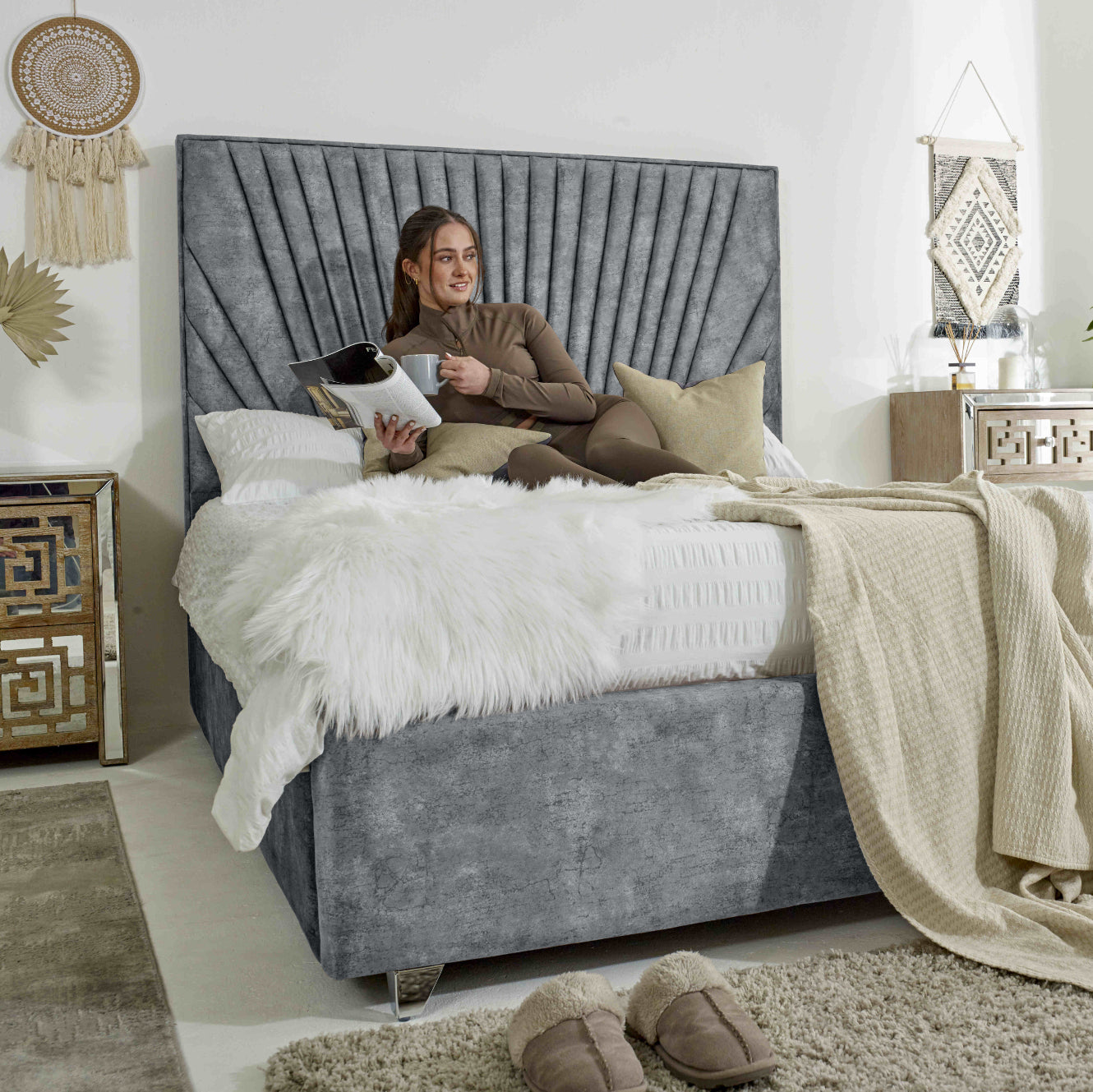 Dawn Marble Fabric Bed Frame