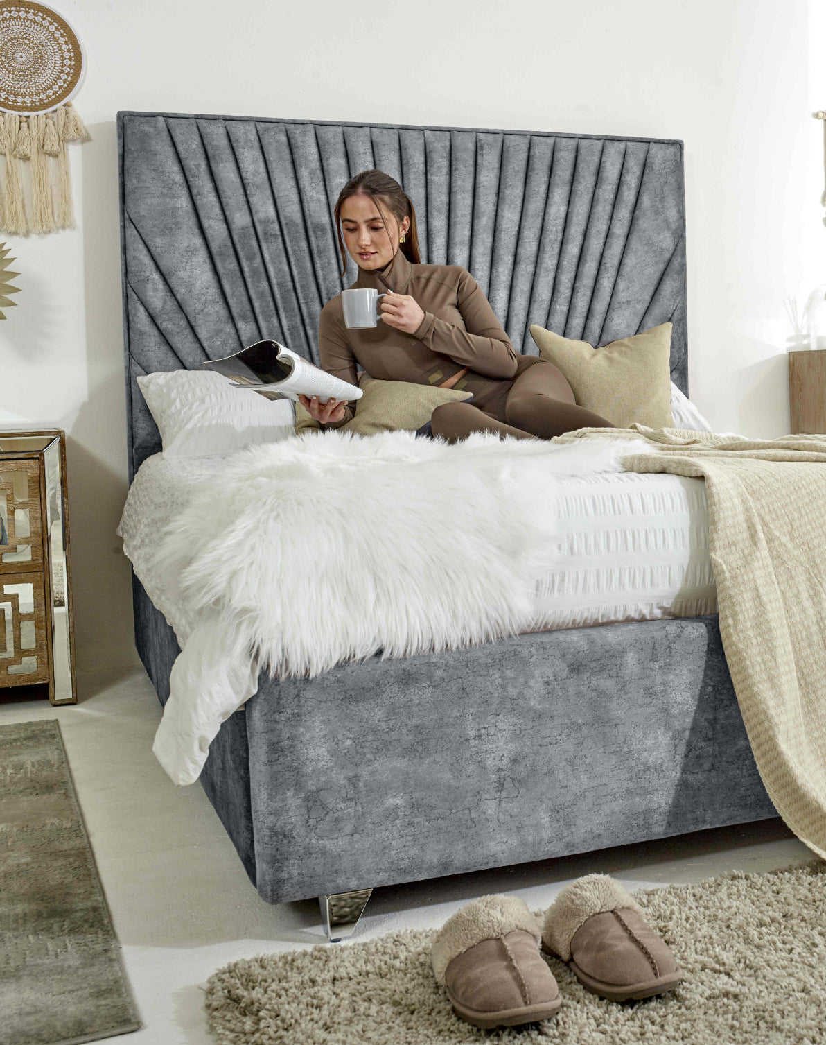 Dawn Marble Fabric Bed Frame