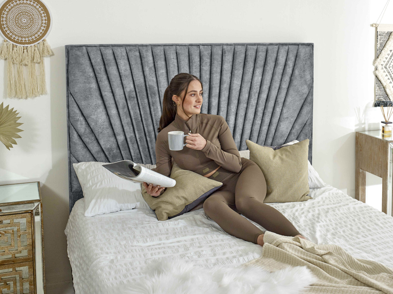 Dawn Marble Fabric Bed Frame