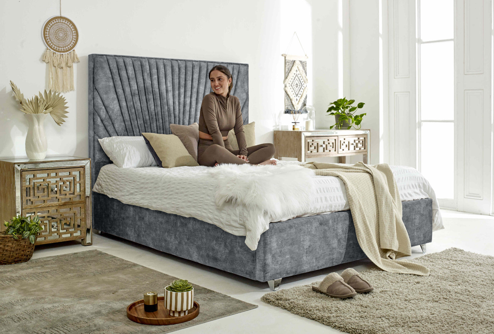 Dawn Marble Fabric Bed Frame