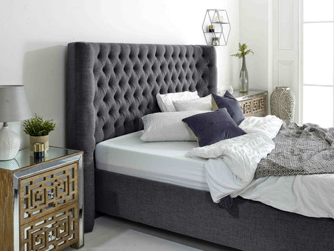 Dinah Grampian Fabric Matching Buttons Bed Frame