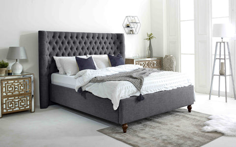 Dinah Grampian Fabric Matching Buttons Bed Frame