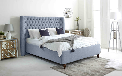 Dinah Grampian Fabric Matching Buttons Bed Frame
