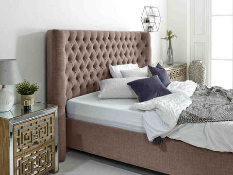 Dinah Grampian Fabric Matching Buttons Bed Frame