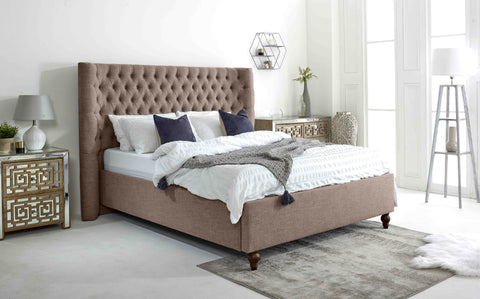 Dinah Grampian Fabric Matching Buttons Bed Frame