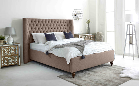 Dinah Grampian Fabric Matching Buttons Bed Frame