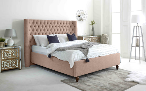 Dinah Grampian Fabric Matching Buttons Bed Frame