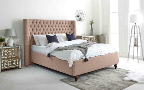 Dinah Grampian Fabric Matching Buttons Bed Frame