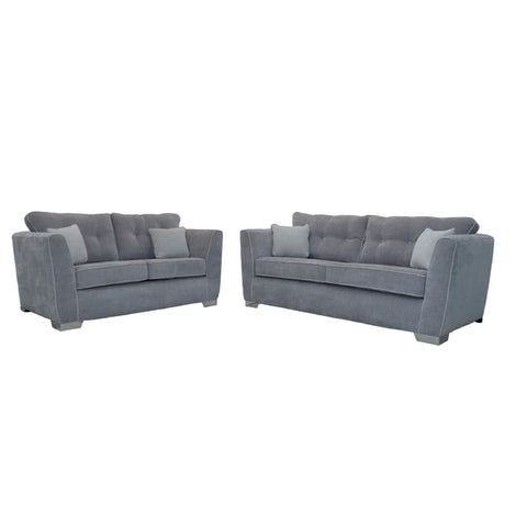 Denton Chenille Grey Sofa Full Back 3+2 Seater