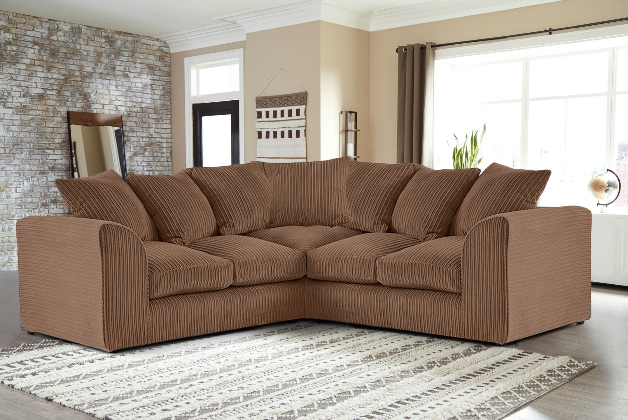 Florina 2c2 Modern Jumbo Cord Corner Sofa