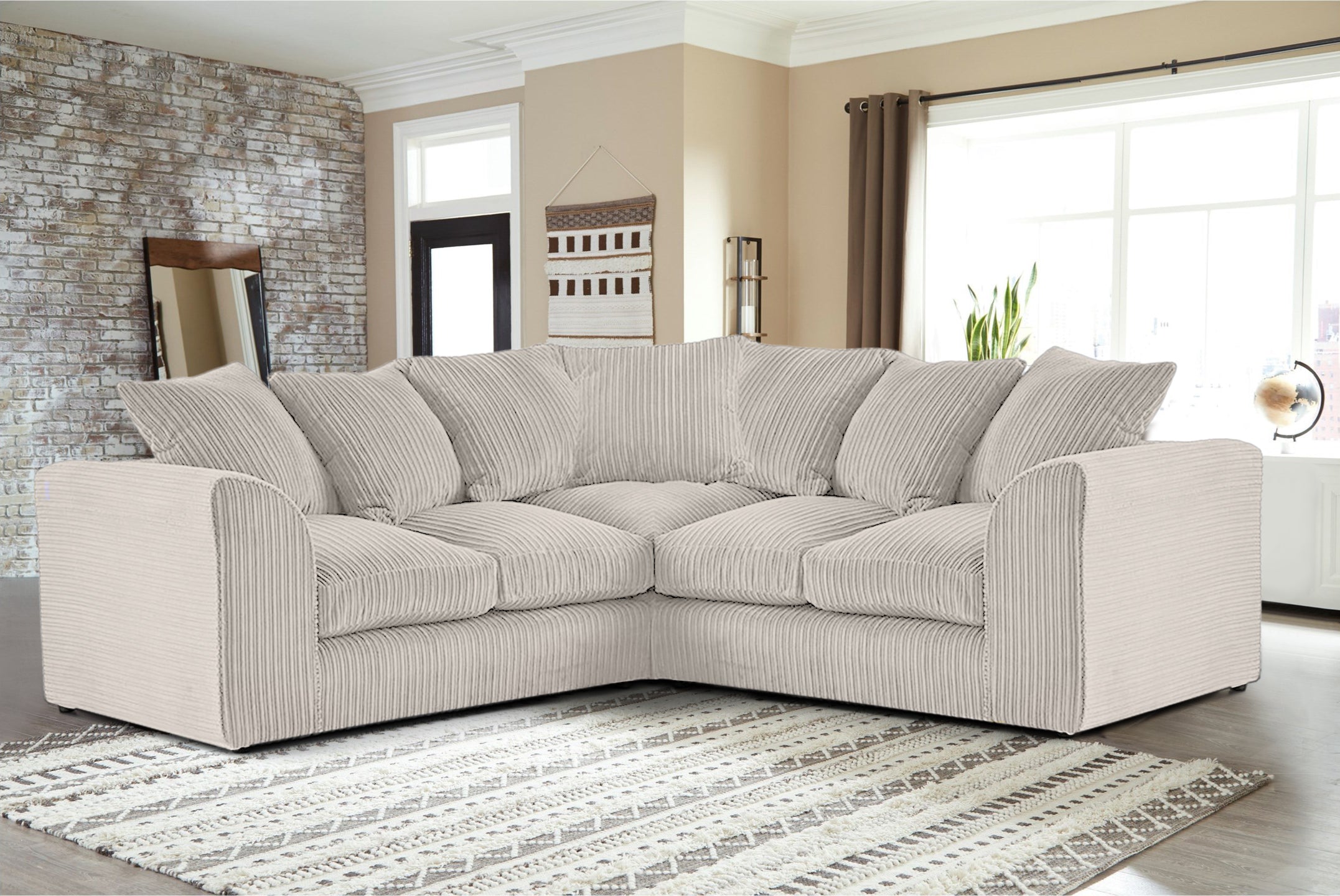 Florina 2c2 Modern Jumbo Cord Corner Sofa