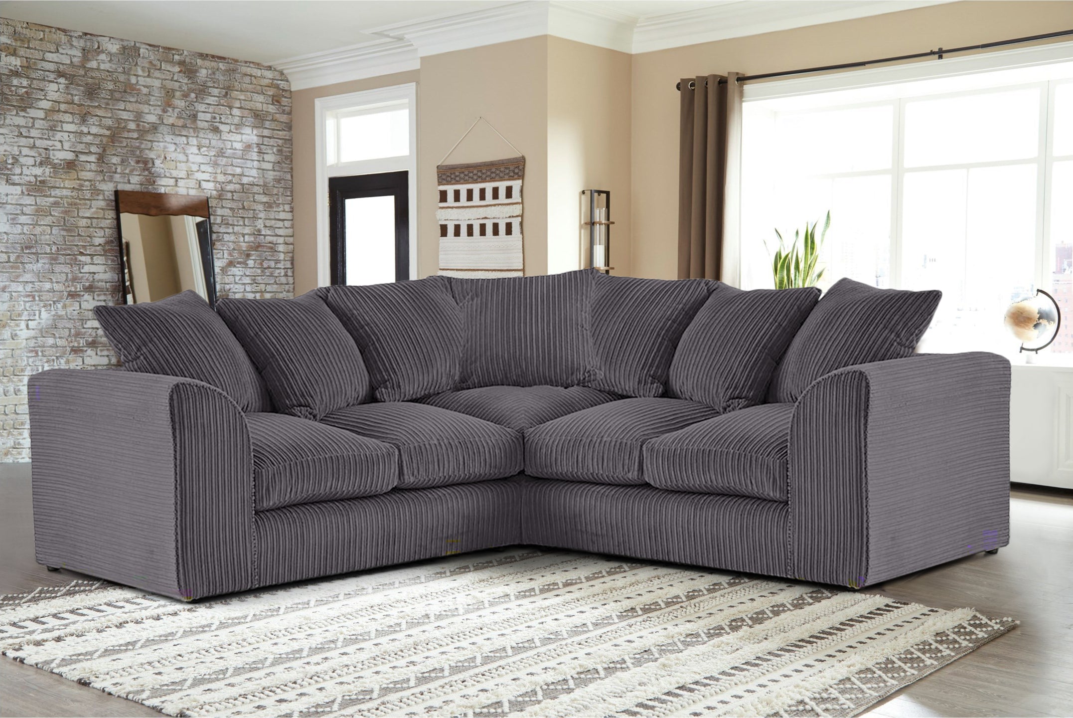 Florina 2c2 Modern Jumbo Cord Corner Sofa