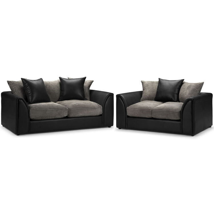 Biyana Modern Jumbo & Faux Leather Fabric 3+2 Seater Sofa