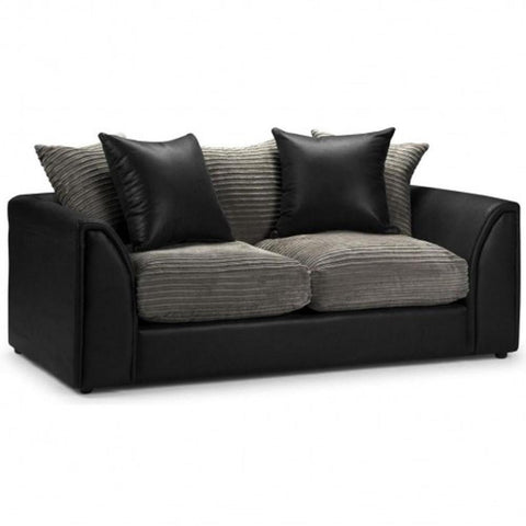 Biyana Modern Jumbo & Faux Leather Fabric 3 Seater Sofa