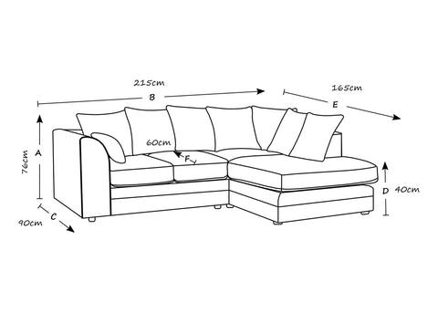 Canolo Luxury RHF Corner Chaise Jumbo Cord Sofa