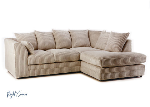 Canolo Luxury RHF Corner Chaise Jumbo Cord Sofa