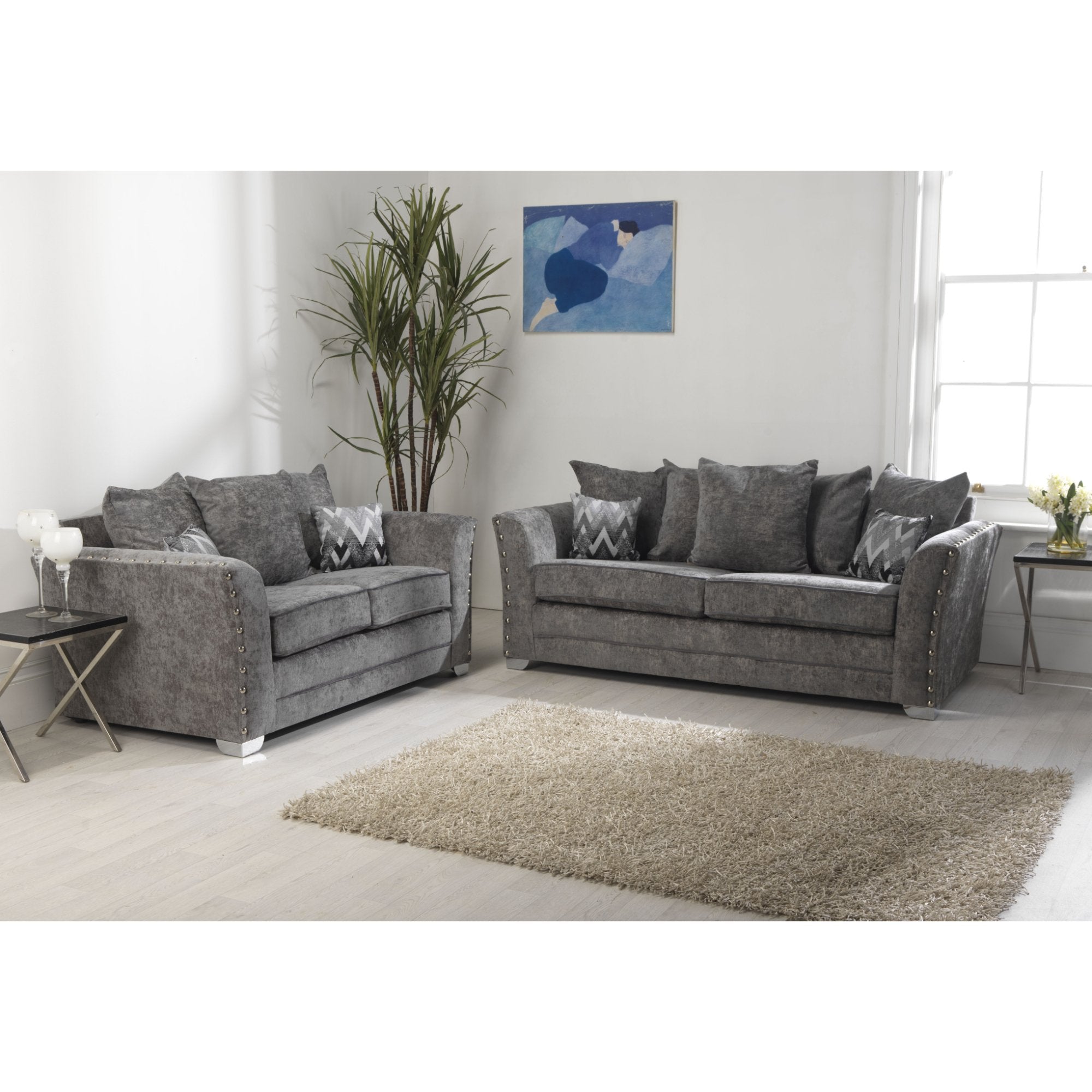 Elland Chenille Platinum Sofa 2c2