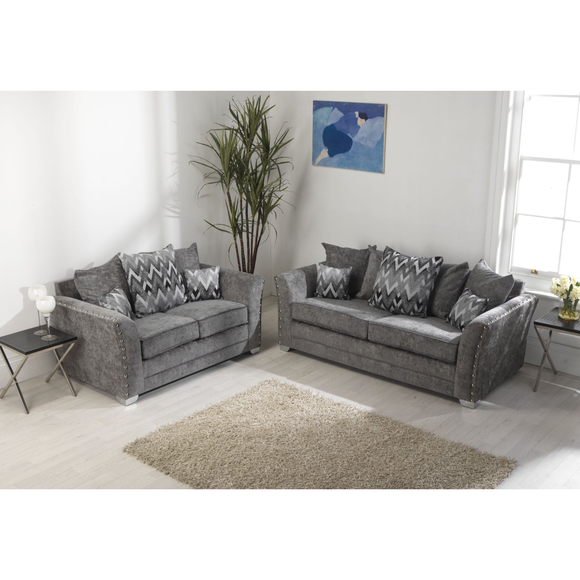 Elland Chenille Platinum Sofa 3+2 Seater