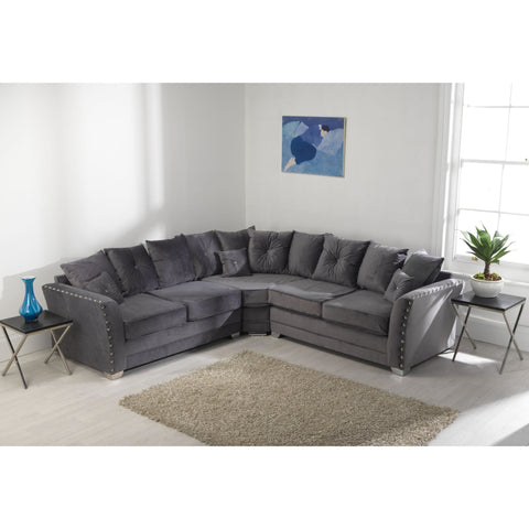 Elland Plush Velvet Grey Sofa 2c2