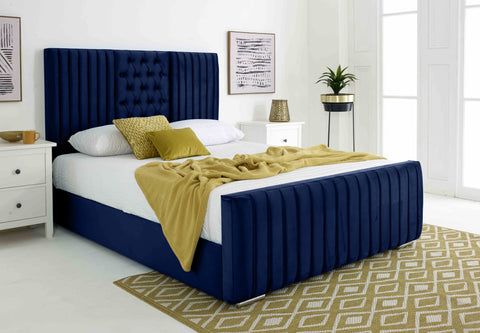 Gracie Plush Velvet Matching Buttons Bed Frame