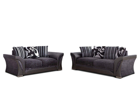 Frenna 3+2 Black and Grey Chenille Sofa