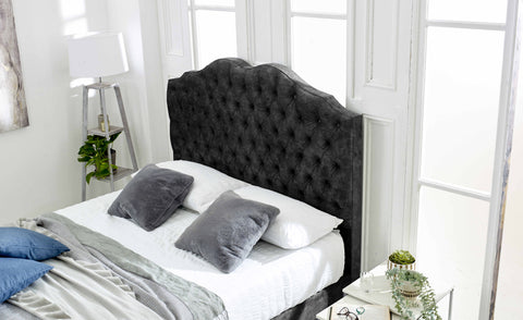 Kenwood Marble Fabric Matching Buttons Bed Frame