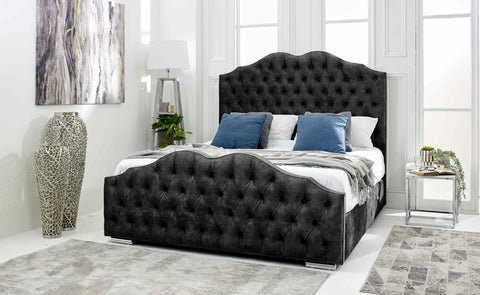 Kenwood Marble Fabric Matching Buttons Bed Frame