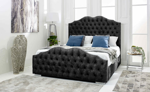 Kenwood Marble Fabric Matching Buttons Bed Frame