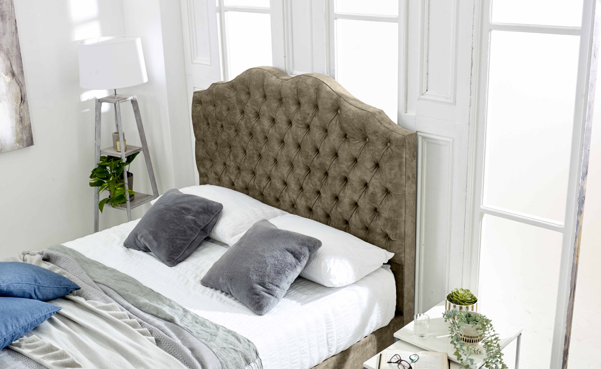 Kenwood Marble Fabric Matching Buttons Bed Frame