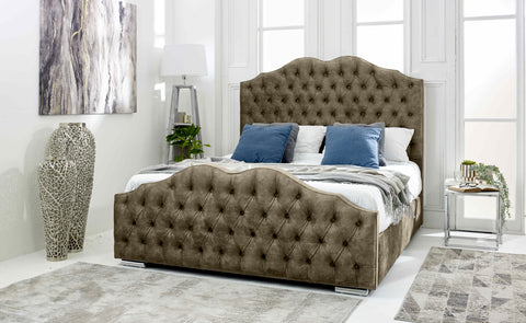 Kenwood Marble Fabric Matching Buttons Bed Frame