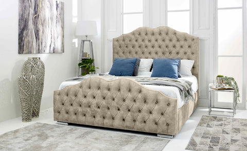Kenwood Marble Fabric Matching Buttons Bed Frame
