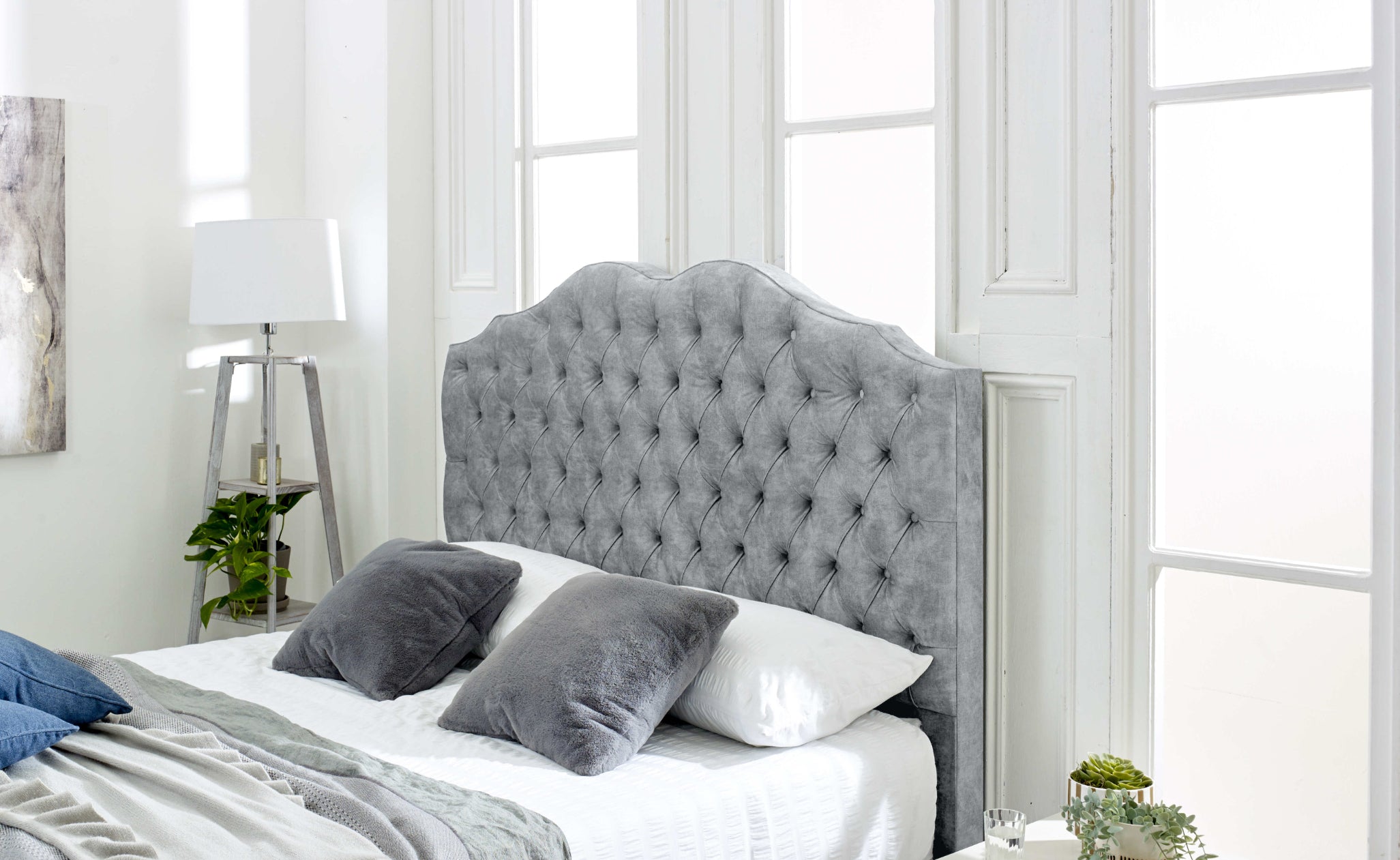 Kenwood Marble Fabric Matching Buttons Bed Frame