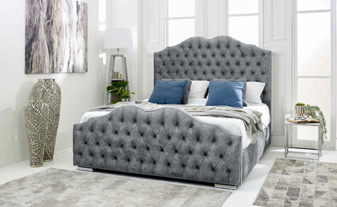 Kenwood Marble Fabric Matching Buttons Bed Frame