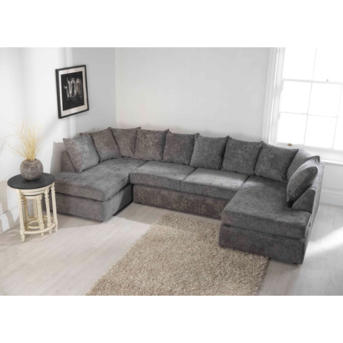 Madrid Chenille Grey Sofa Scatterback U Shape