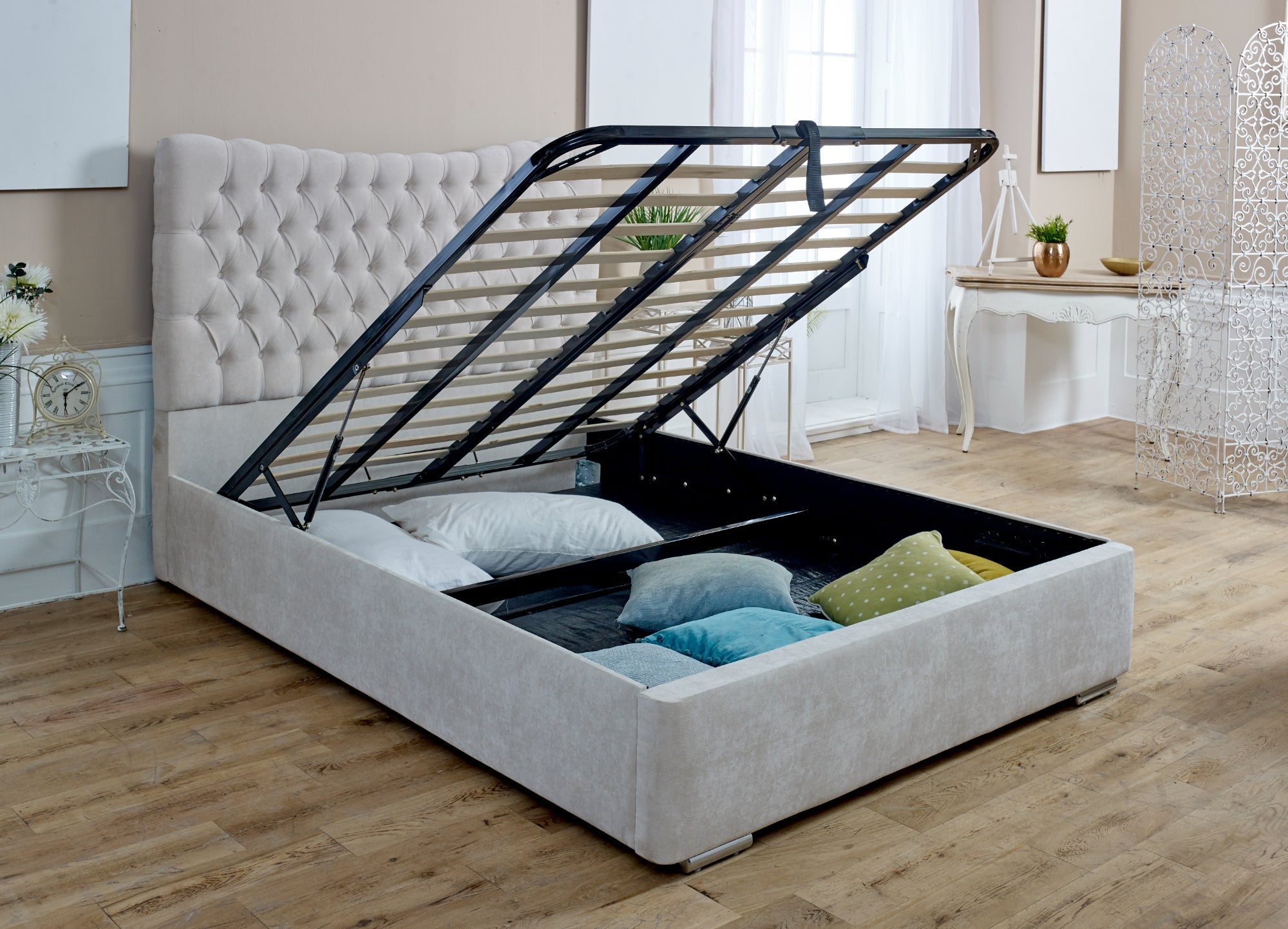 Magenta Ottoman Plush Bed Frame